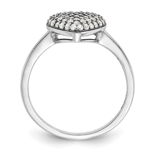 Shop Stylish Rhodium-Plated Sterling Silver Pave CZ Heart Ring - Affordable Elegance