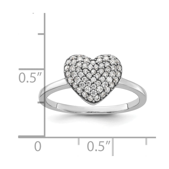 Shop Exclusive Rhodium-Plated Sterling Silver Pave CZ Heart Ring - Stylish Value!-5
