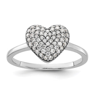 Shop Exclusive Rhodium-Plated Sterling Silver Pave CZ Heart Ring - Stylish Value!