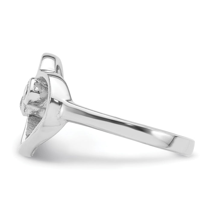 Designer Rhodium-Plated Sterling Silver Open Heart Ring | Stylish CZ Jewelry-3