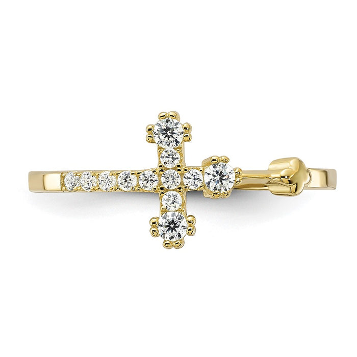 High-Quality Gold-Tone Sterling Silver CZ Cross Ring - Stylish & Affordable!-4