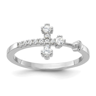 High-Quality Platinum-Plated Sterling Silver CZ Cross Ring | Stylish Value