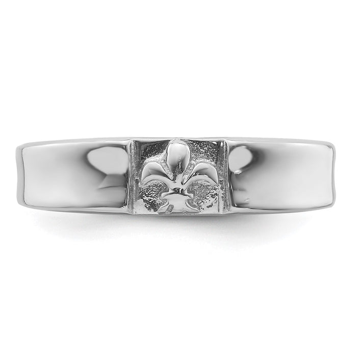 Shop Exclusive Rhodium-Plated Sterling Silver Fleur-de-Lis Band Ring - Stylish Design-4