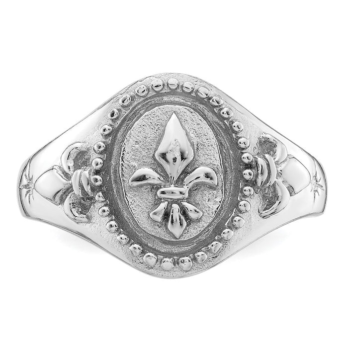 Shop High-Quality Rhodium-Plated Sterling Silver Fleur de Lis Ring - Stylish Value!-4