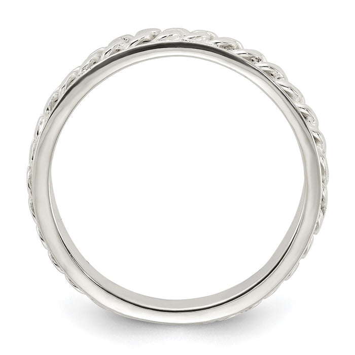 High-Quality 3mm Sterling Silver Band with Stylish Inlay Chain Design-2