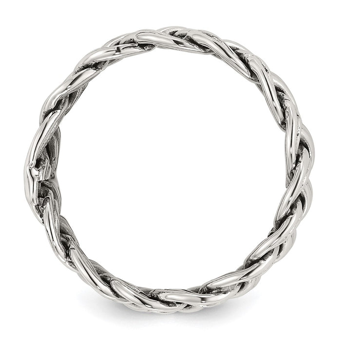 Exclusive 6mm Braided Sterling Silver Band - Stylish Oxidized & Polished Design-2