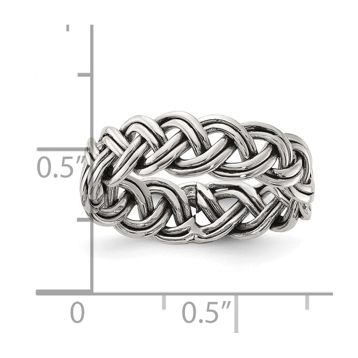 High-Quality 6mm Braided Band in Sterling Silver - Stylish & Affordable!-4