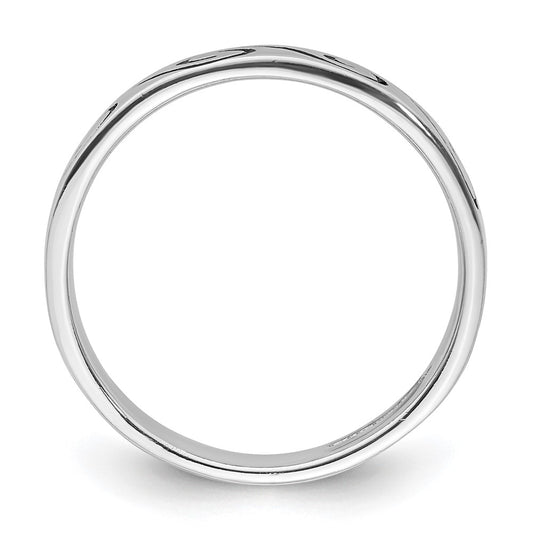 Exclusive Antiqued Wave Design 4.5mm Band Ring in Rhodium-Plated Silver