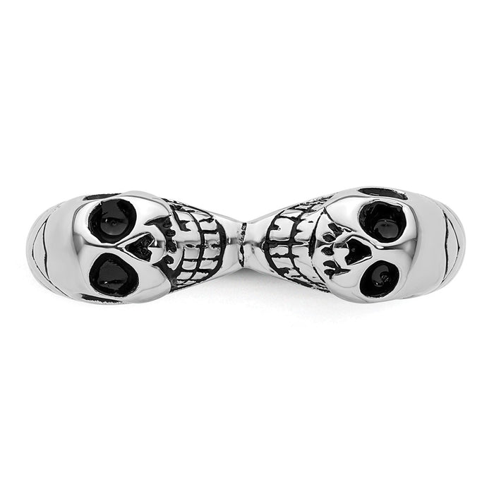 Shop Exclusive Antiqued Double Skull Ring - Stylish Rhodium-Plated Sterling Silver-4
