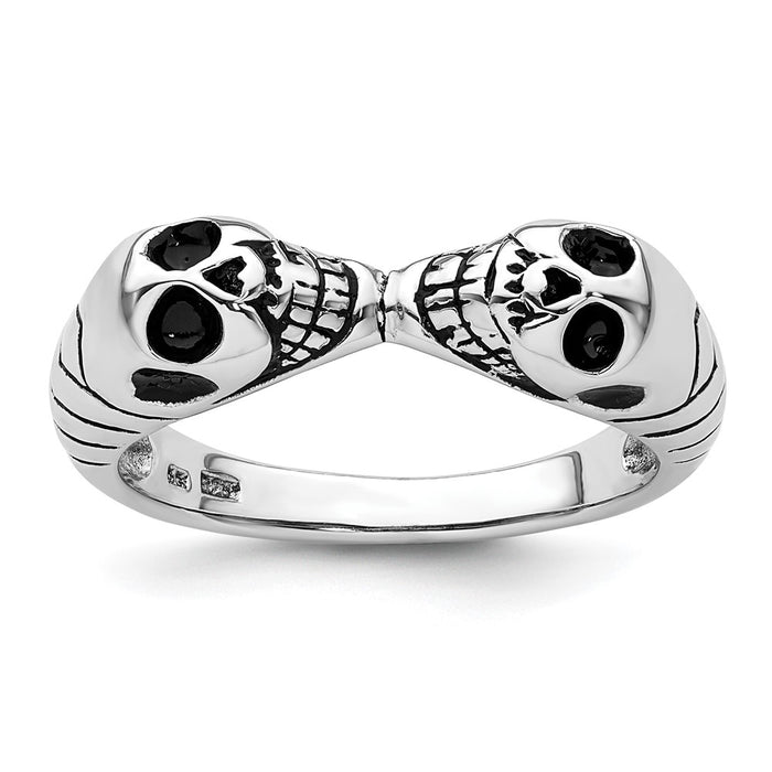Shop Exclusive Antiqued Double Skull Ring - Rhodium-Plated Sterling Silver-1