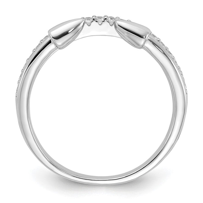 Buy Stylish Rhodium-Plated Sterling Silver Open Arrow Band with CZ Accents-2