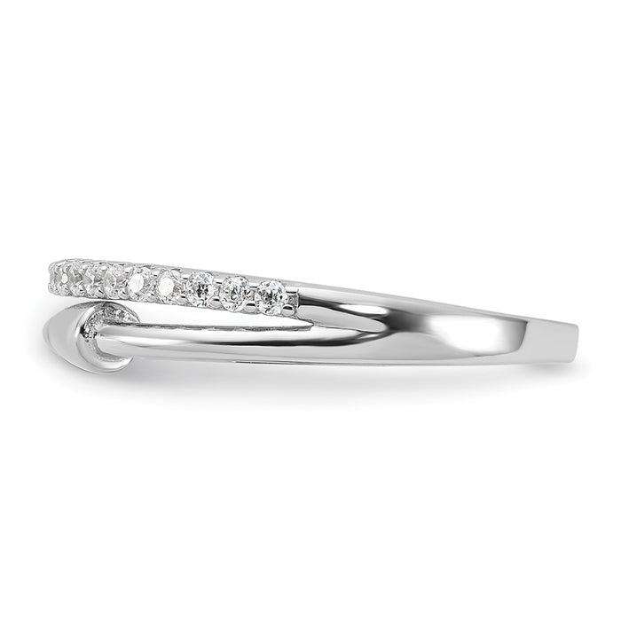 Buy Stylish Rhodium-Plated Sterling Silver Open Arrow Band with CZ Accents-3