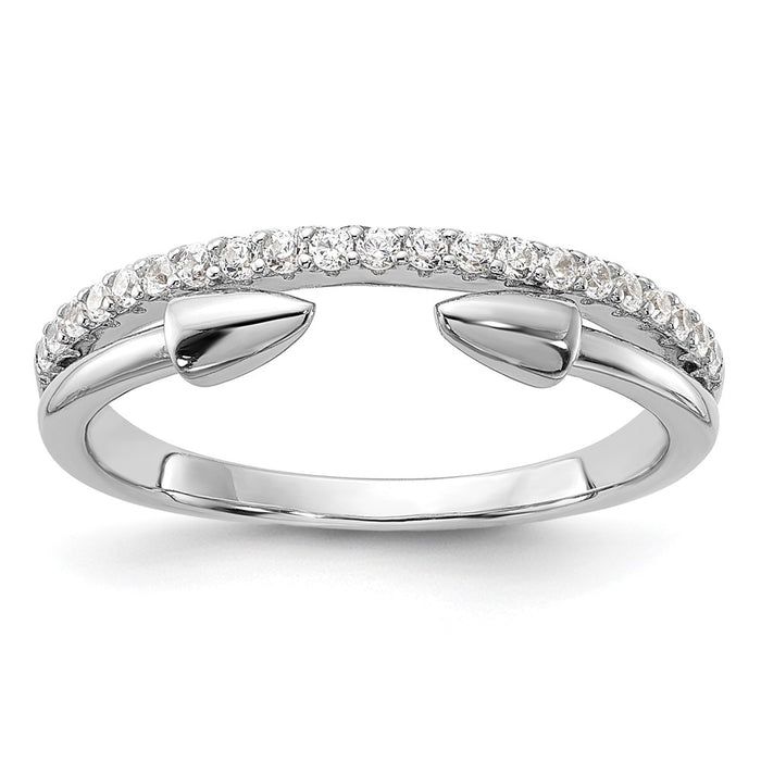 Buy Stylish Rhodium-Plated Sterling Silver Open Arrow Band with CZ Accents-1