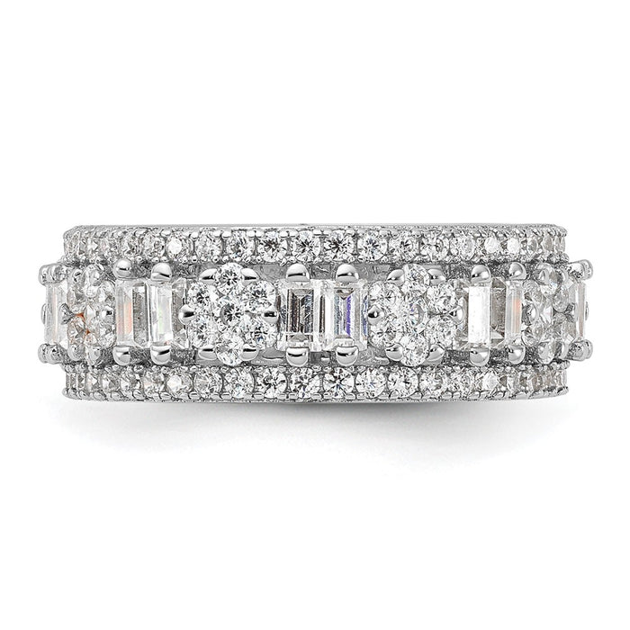 Shop Stylish Rhodium-Plated Sterling Silver CZ Eternity Ring | Affordable Luxury-3