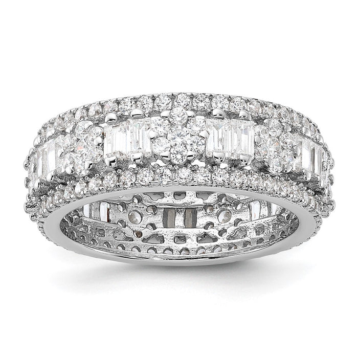 High-Quality Rhodium-Plated Sterling Silver CZ Eternity Band | Stylish Value-1