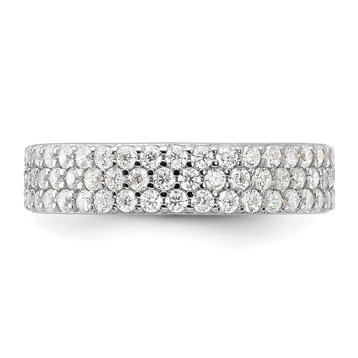 Shop Stylish 4mm CZ Eternity Ring in Rhodium-Plated Sterling Silver - Luxury Value!-3