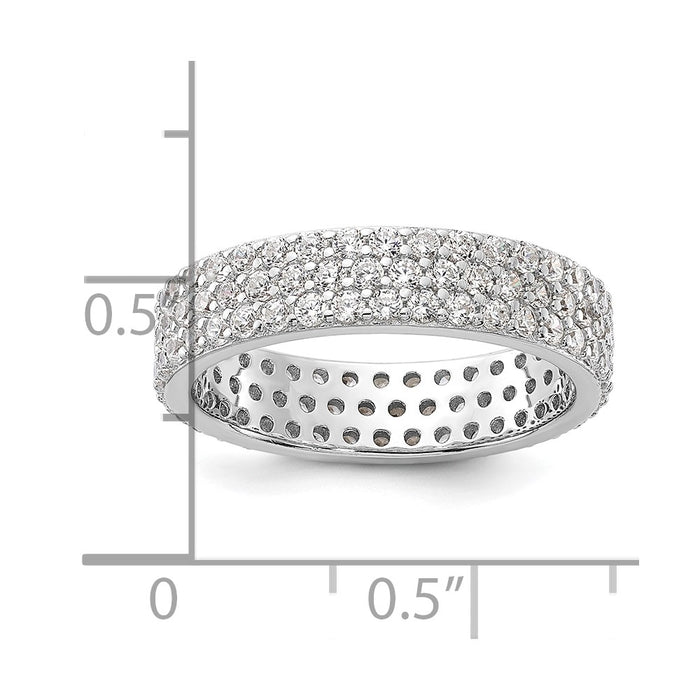 Shop Stylish 4mm CZ Eternity Ring in Rhodium-Plated Sterling Silver - Luxury Value!-4