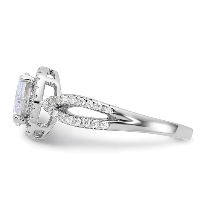 Shop Exclusive Rhodium-Plated Sterling Silver Iridescent CZ Halo Ring - Stylish & Affordable-4