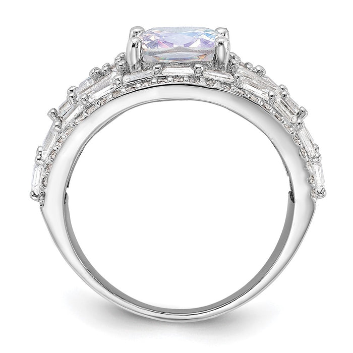 Shop Stylish Rhodium-Plated Sterling Silver Ring with CZ Stones - Clearance-2