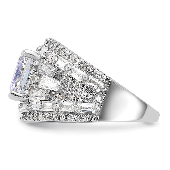 Shop High-Quality Rhodium-Plated Sterling Silver Ring with CZ Stones, Stylish Design-3