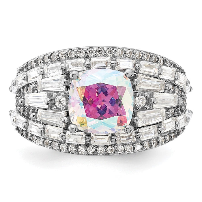 Shop High-Quality Rhodium-Plated Sterling Silver Ring with CZ Stones, Stylish Design-4