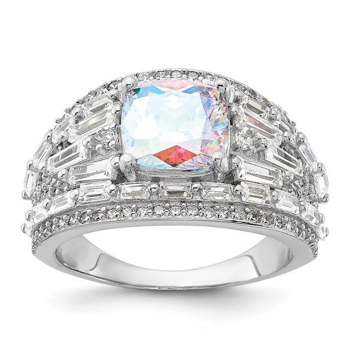 Shop Stylish Rhodium-Plated Sterling Silver Ring with CZ Stones - Clearance-1