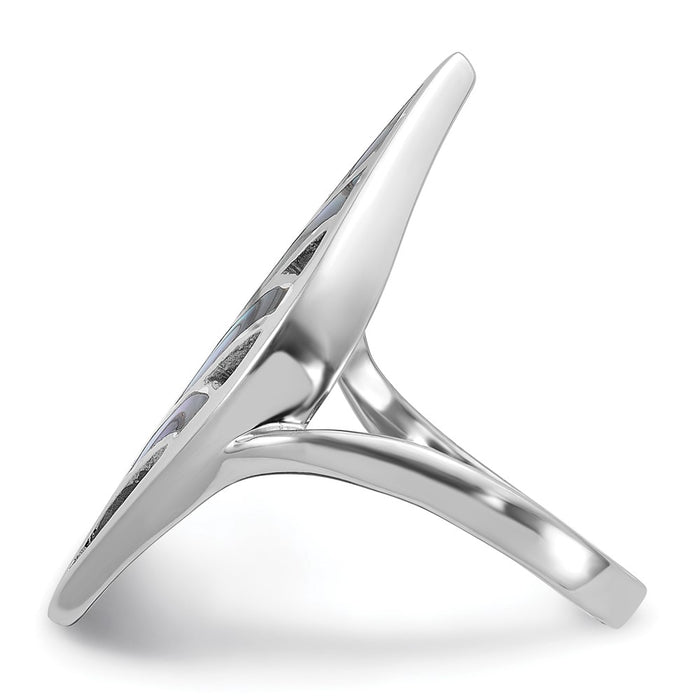 Shop Stylish Polished Abalone Leaf Ring in Rhodium-Plated Silver - Affordable Elegance-3