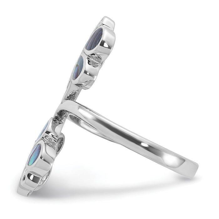 Shop Stylish Polished Abalone Double Butterfly Ring in Rhodium-Plated Silver-3