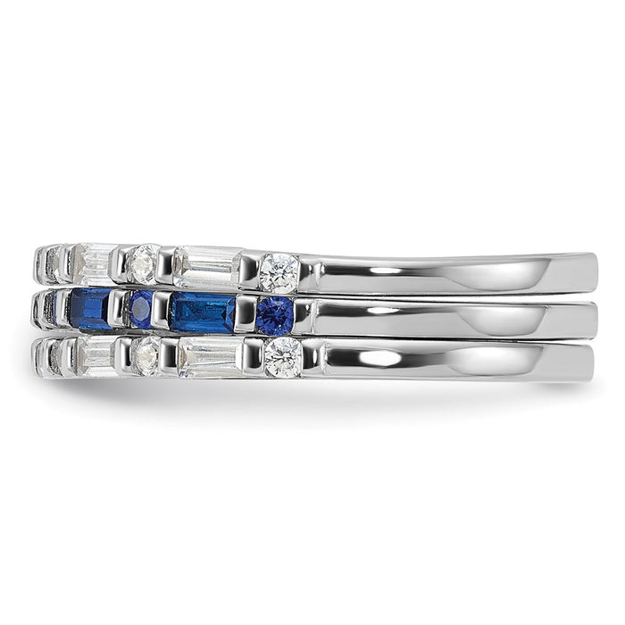 Shop Stylish Rhodium-Plated Sterling Silver Triple Ring Set with CZs - Affordable Elegance!-3