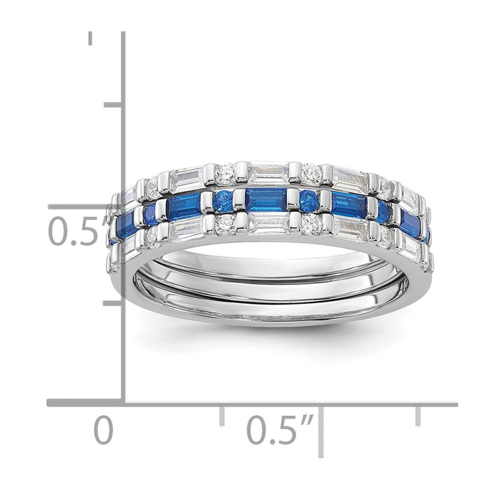 Shop Exclusive Rhodium-Plated Sterling Silver CZ Triple Ring Set - Stylish Value!-5