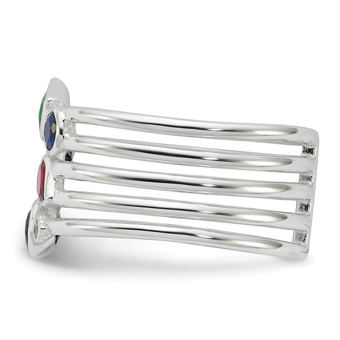 Shop Stylish Multi-Color CZ Ring in E-Coated Sterling Silver - Affordable Luxury!-3