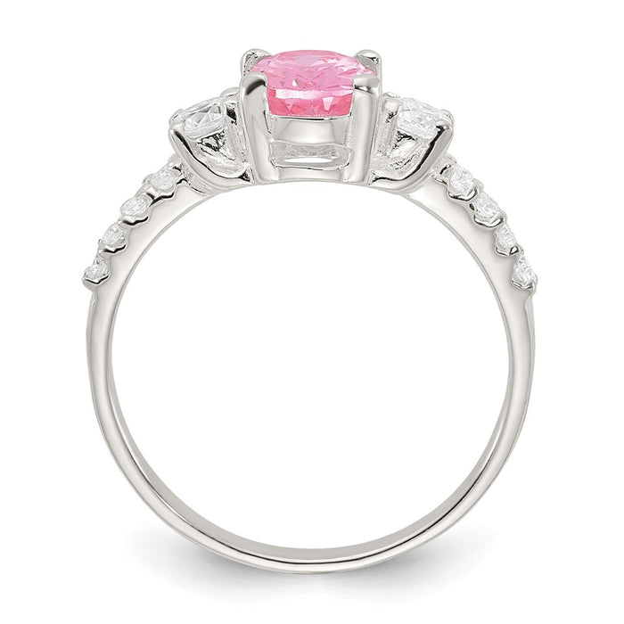 Exclusive Polished Sterling Silver Ring - Stylish Pink & White CZ, Affordable Price-1