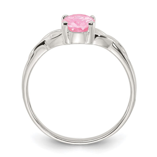 High-quality Polished Pink CZ Ring in Sterling Silver | Stylish and Affordable
