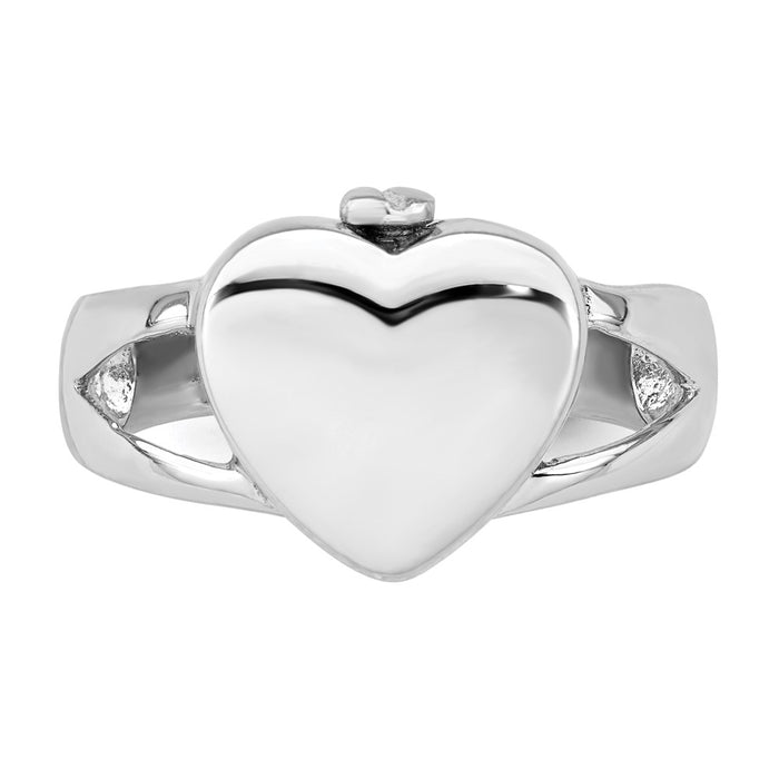Order Stylish Polished Heart Ash Holder Ring - Size 8, Rhodium-Plated Silver-4