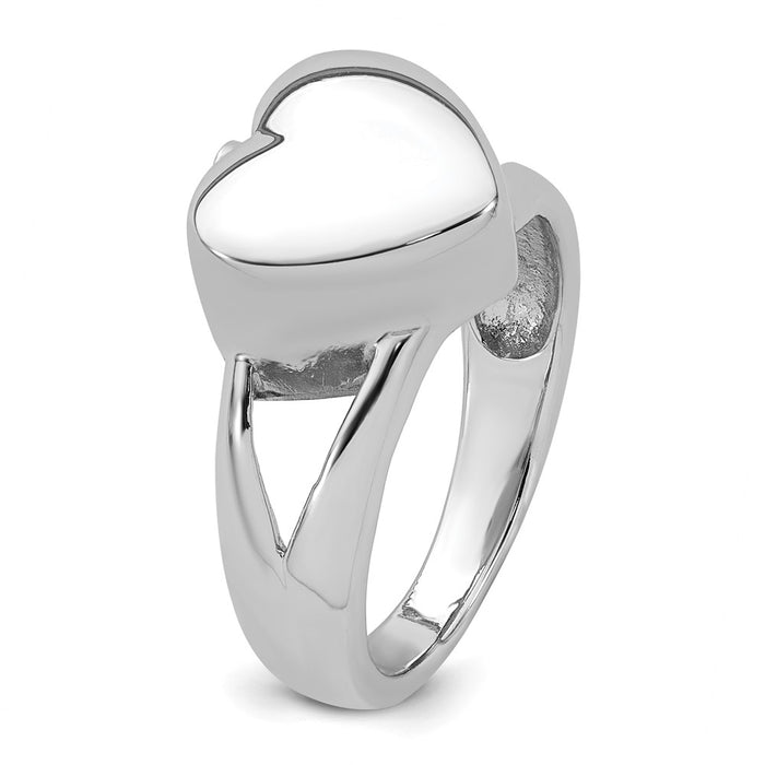Buy Stylish Polished Heart Ash Holder Ring in Sterling Silver - Size 6-6