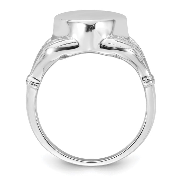 Exclusive Rhodium-Plated Claddagh Heart Ash Holder Ring - Size 6, Affordable Elegance-2