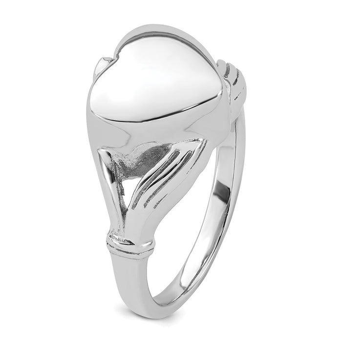 Exclusive Rhodium-Plated Claddagh Heart Ash Holder Ring - Size 6, Affordable Elegance-6