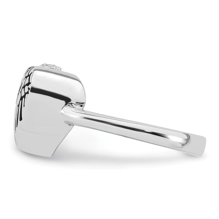 Buy Stylish Sterling Silver Heart Ash Holder Ring, Size 7 - Rhodium-Plated-3