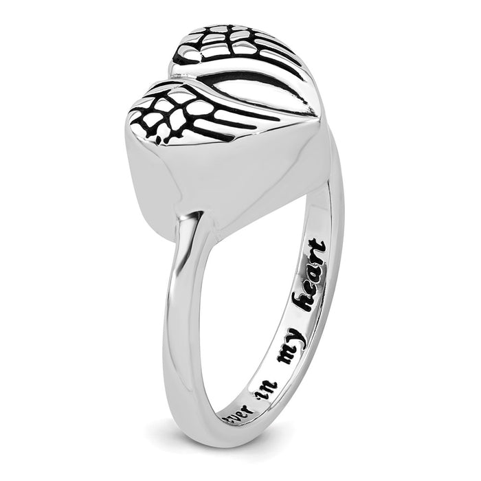 Shop Stylish 6 Size Sterling Silver Rhodium-Plated Heart Wing Ash Holder Ring-6