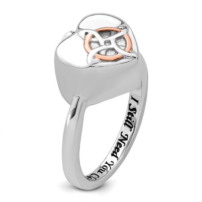 Buy Stylish Sterling Silver Rhodium-Plated Celtic Heart Ring - Size 6-6