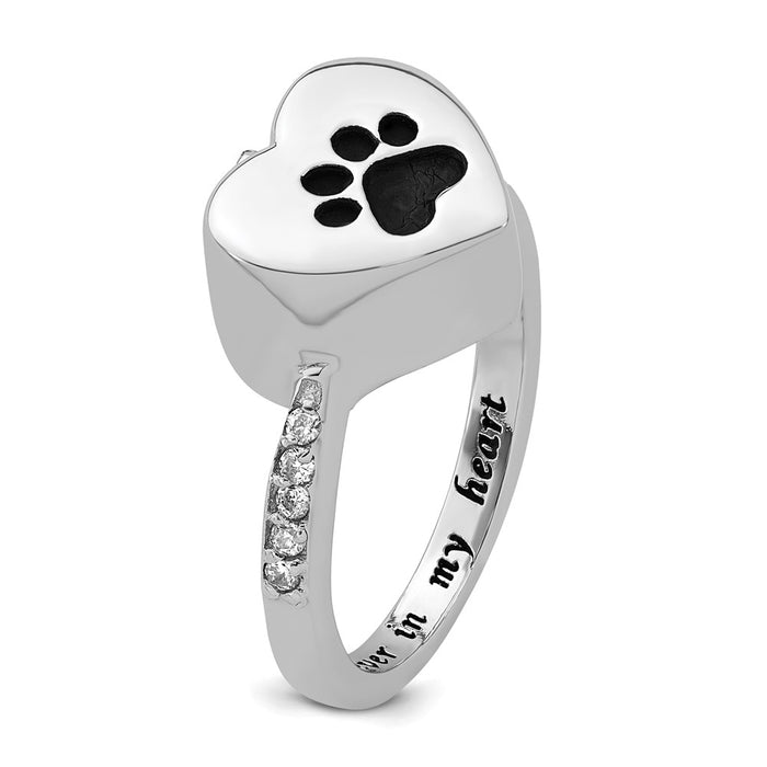 Buy Stylish Sterling Silver 6 Size CZ Heart Shank Ring with Paw Print-6