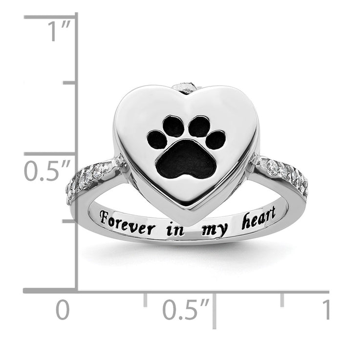 Buy Stylish Sterling Silver 6 Size CZ Heart Shank Ring with Paw Print-7