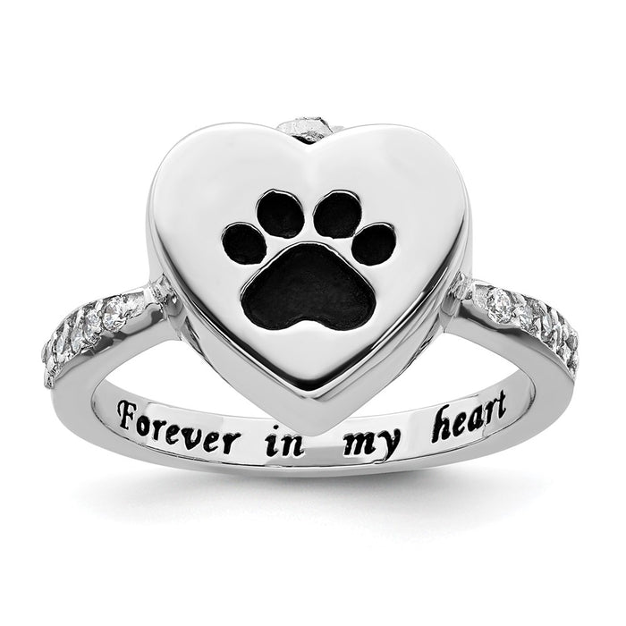Buy Stylish Sterling Silver 6 Size CZ Heart Shank Ring with Paw Print-1