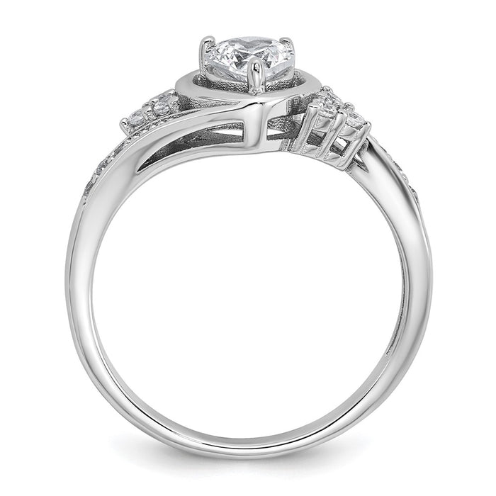 Shop Exclusive Polished Fancy Heart Ring - Size 7, Sterling Silver, CZ Center-2