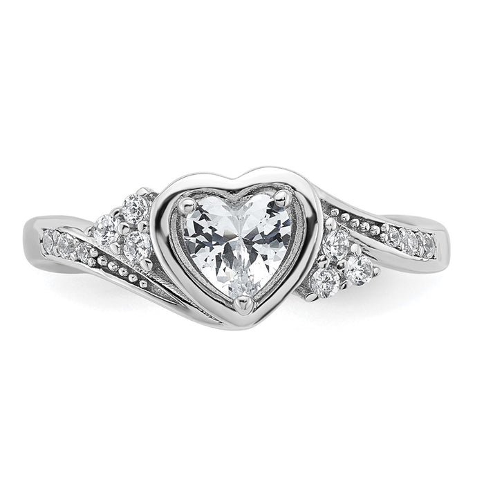 Buy Exclusive Polished Sterling Silver Heart Ring - Size 8, Stylish CZ Center-4