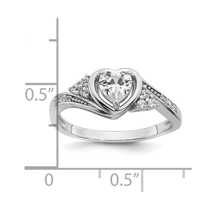 Buy Exclusive Polished Sterling Silver Heart Ring - Size 8, Stylish CZ Center-5