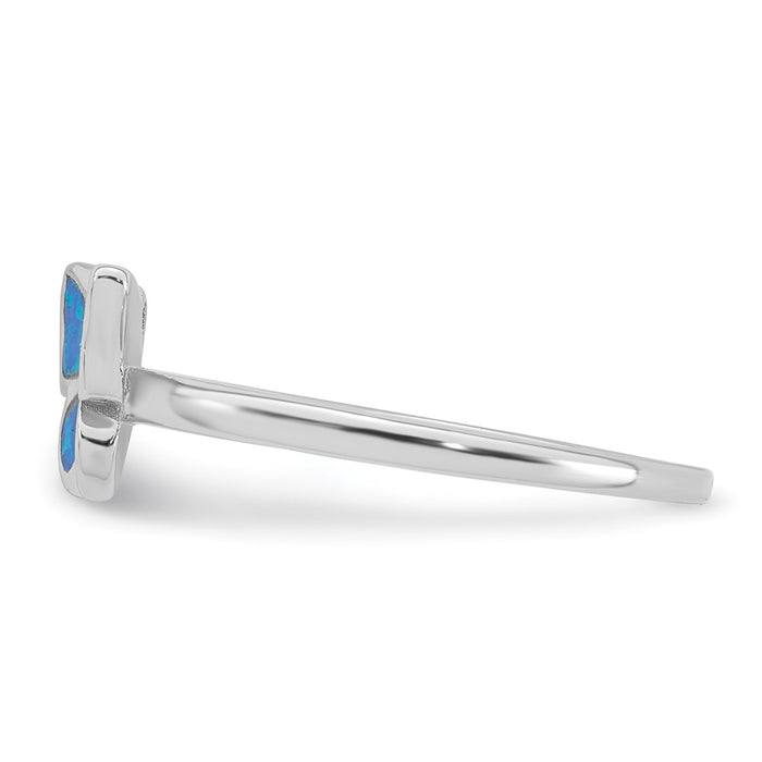 Buy Stylish Polished Blue Lab-Created Opal Butterfly Ring - Size 6, Rhodium-Plated Silver-3