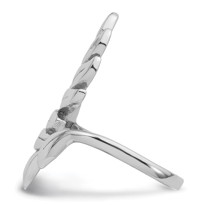 Exclusive Polished Leaf Design Ring Size 8 - Affordable Rhodium-Plated Silver-3