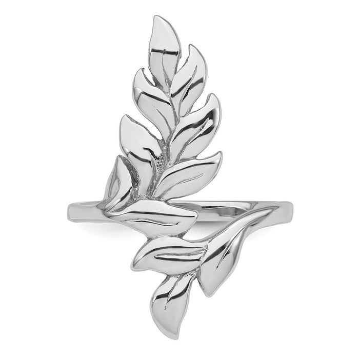 Exclusive Polished Leaf Design Ring Size 8 - Affordable Rhodium-Plated Silver-4