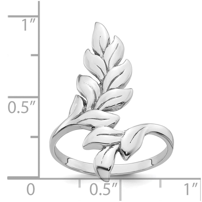 Exclusive Polished Leaf Design Ring Size 8 - Affordable Rhodium-Plated Silver-5